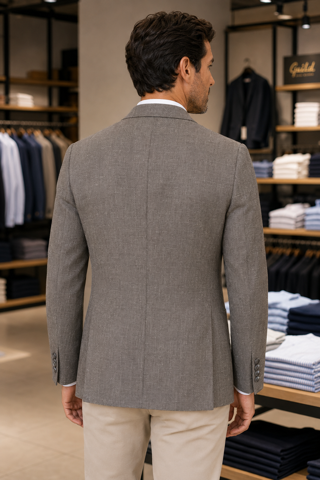 Steinfarbene Amalfi-Leinenjacke