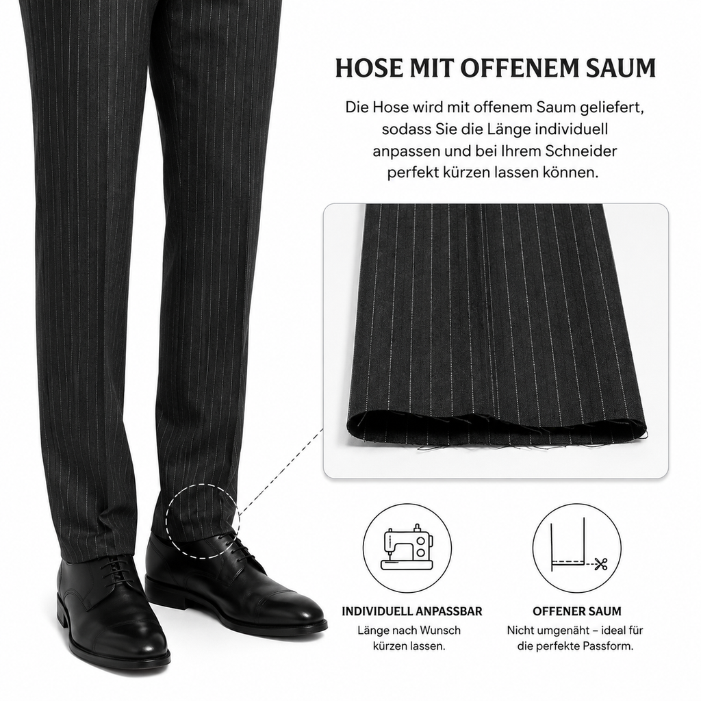 Guild Zilina Slim Fit Doppelreiher Anzug SChwarzer