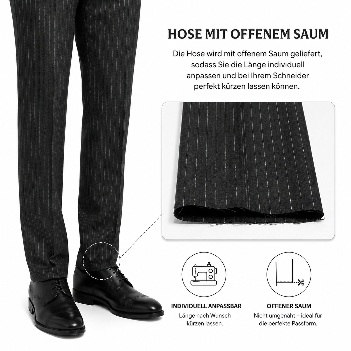 Guild Zilina Slim Fit Doppelreiher Anzug SChwarzer