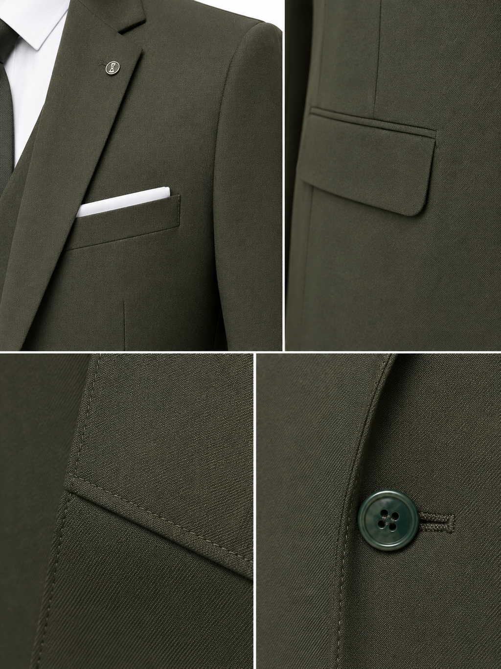 Guild Portici Slim Fit 3 Teilig mit Weste Anzug  - Grün
