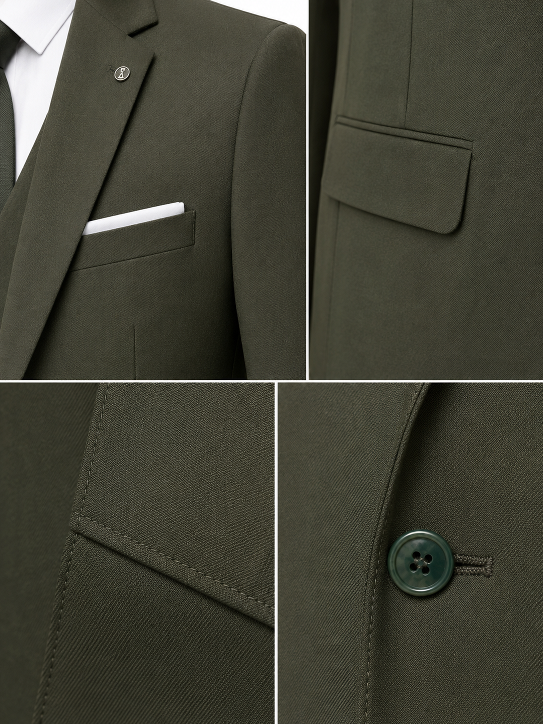 Guild Portici Slim Fit 3 Teilig mit Weste Anzug  - Grün