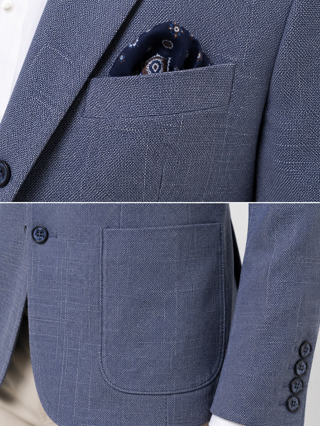 Marineblaue Amalfi-Leinenjacke