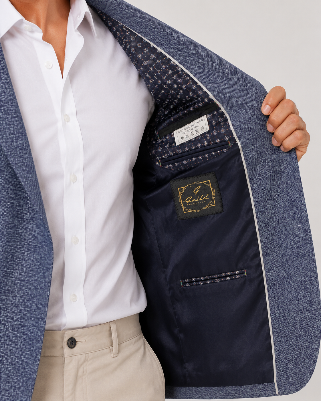 Marineblaue Amalfi-Leinenjacke