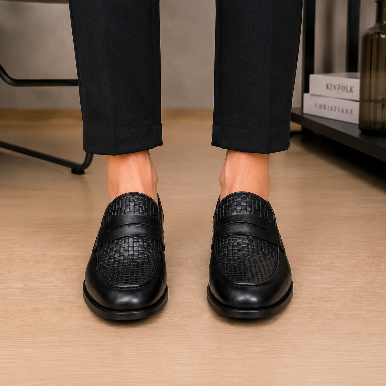 100 % Leder Schwarze Schuhe
