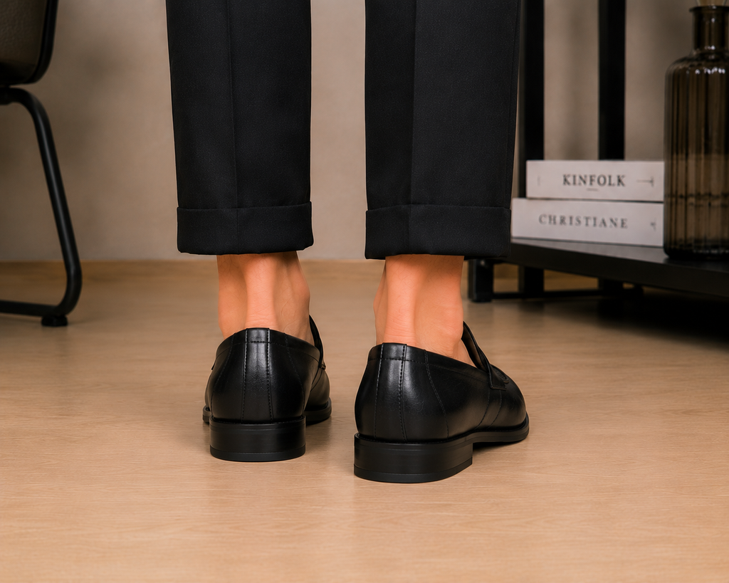 100 % Leder Schwarze Schuhe