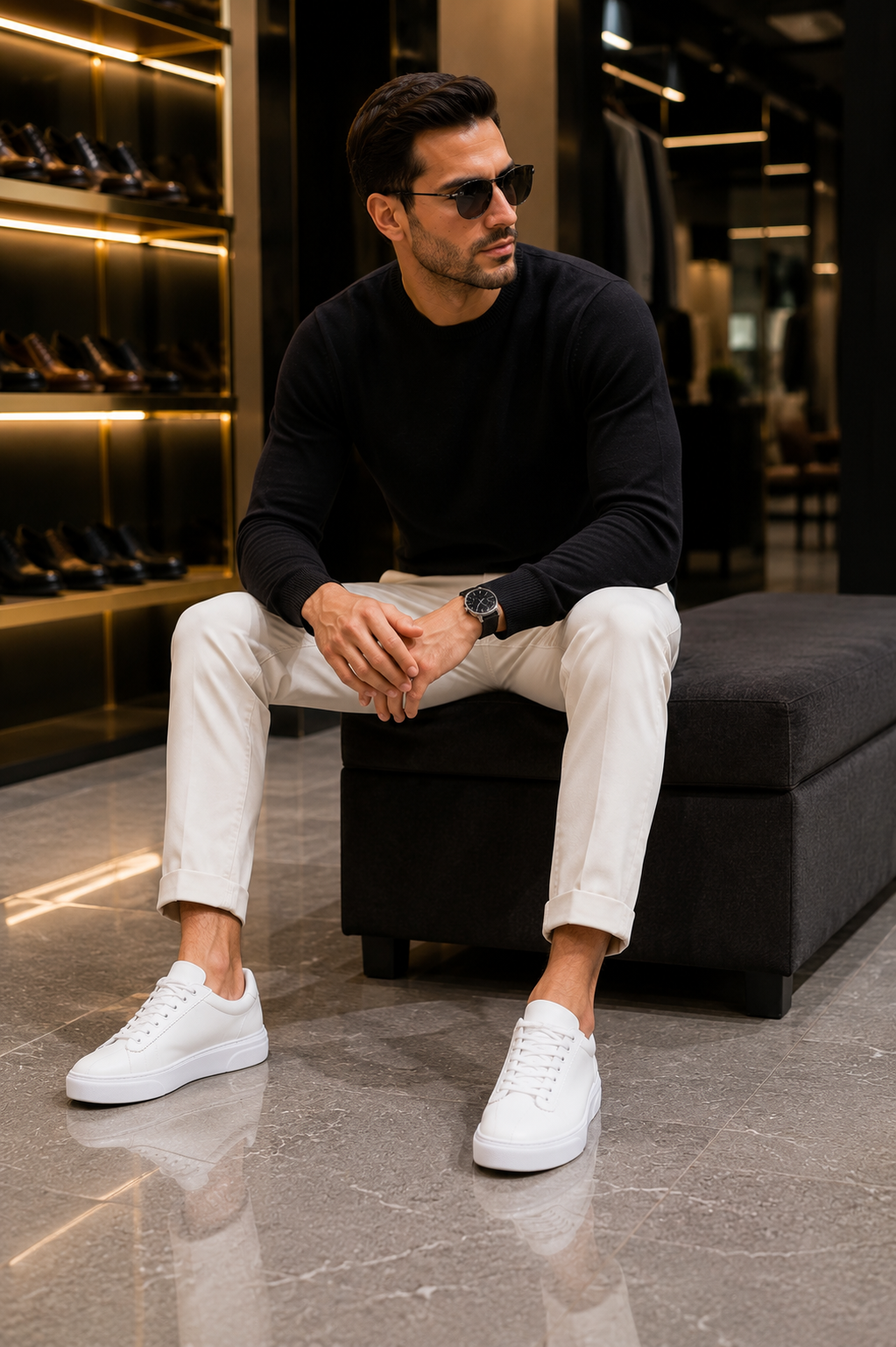 Weißer Sneaker, Schuhe aus 100% Leder.