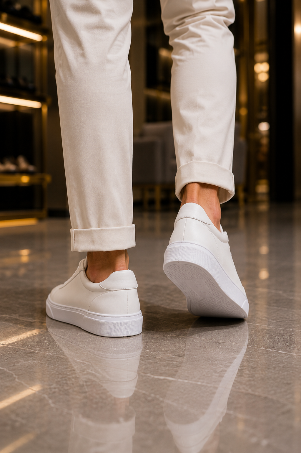 Weißer Sneaker, Schuhe aus 100% Leder.
