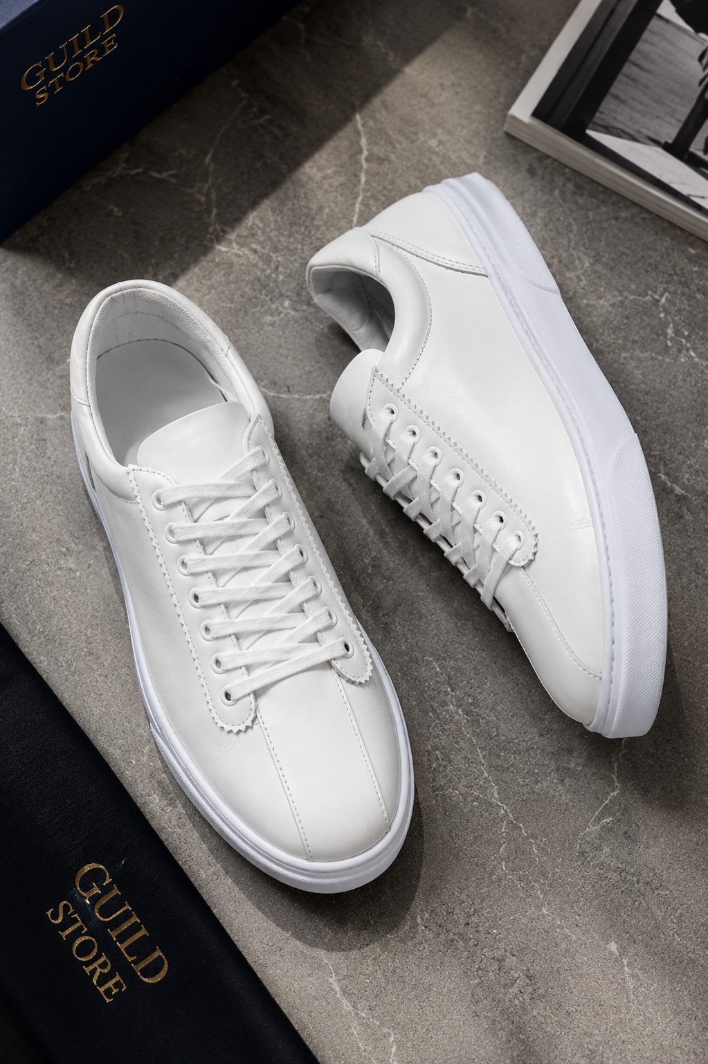 Weißer Sneaker, Schuhe aus 100% Leder.