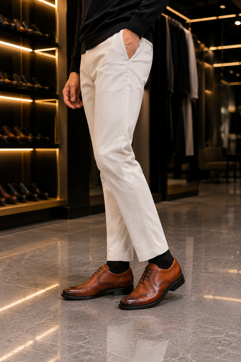 Hellbraune Schnürschuhe aus 100 % Leder