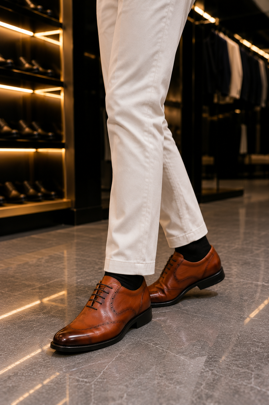 Hellbraune Schnürschuhe aus 100 % Leder