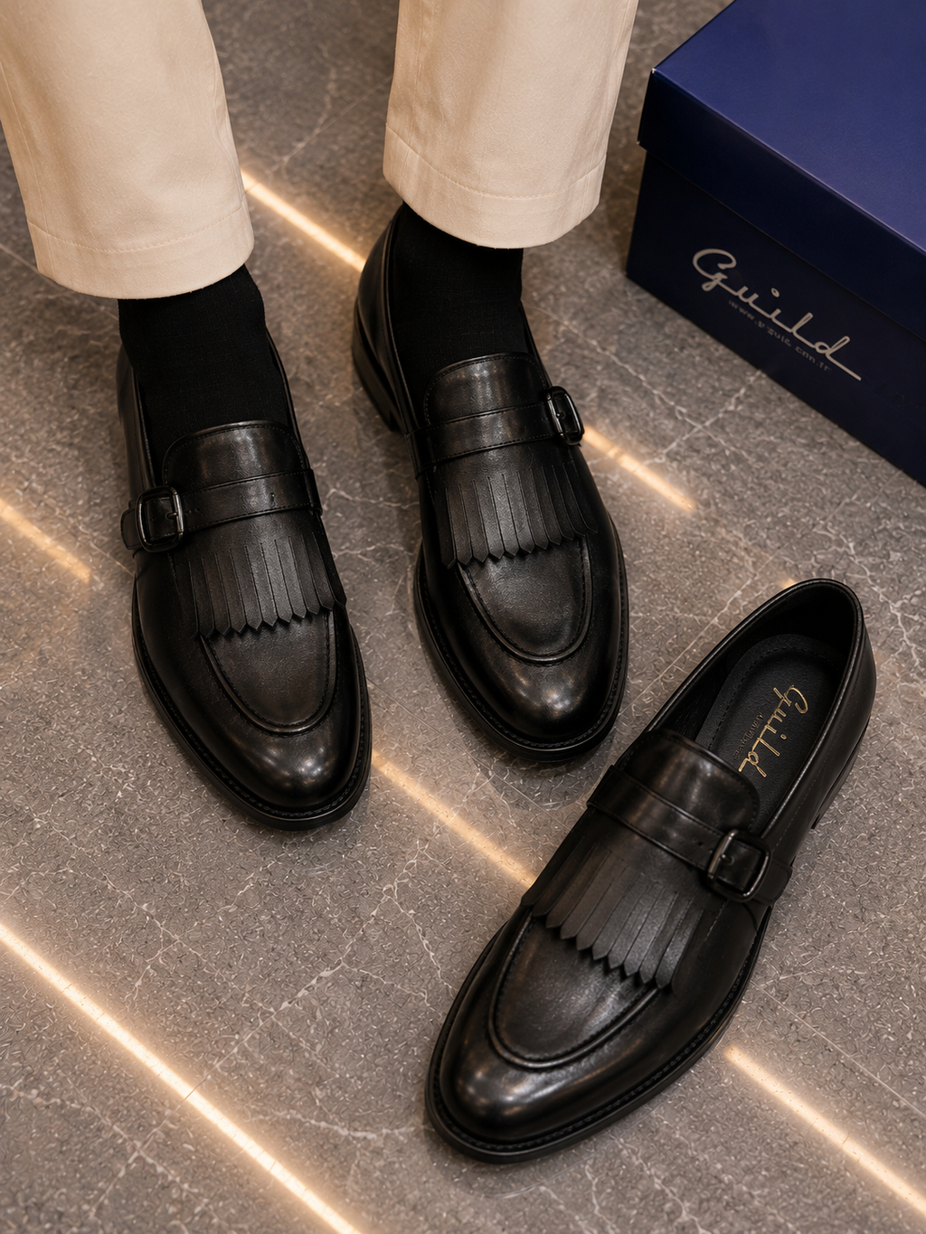 Schwarze Loafer Schuhe aus 100 % Leder