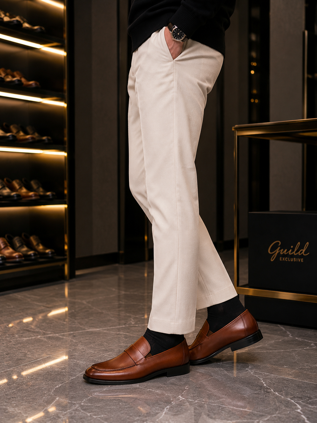 Schuhe in Hellbraun, 100% Leder.