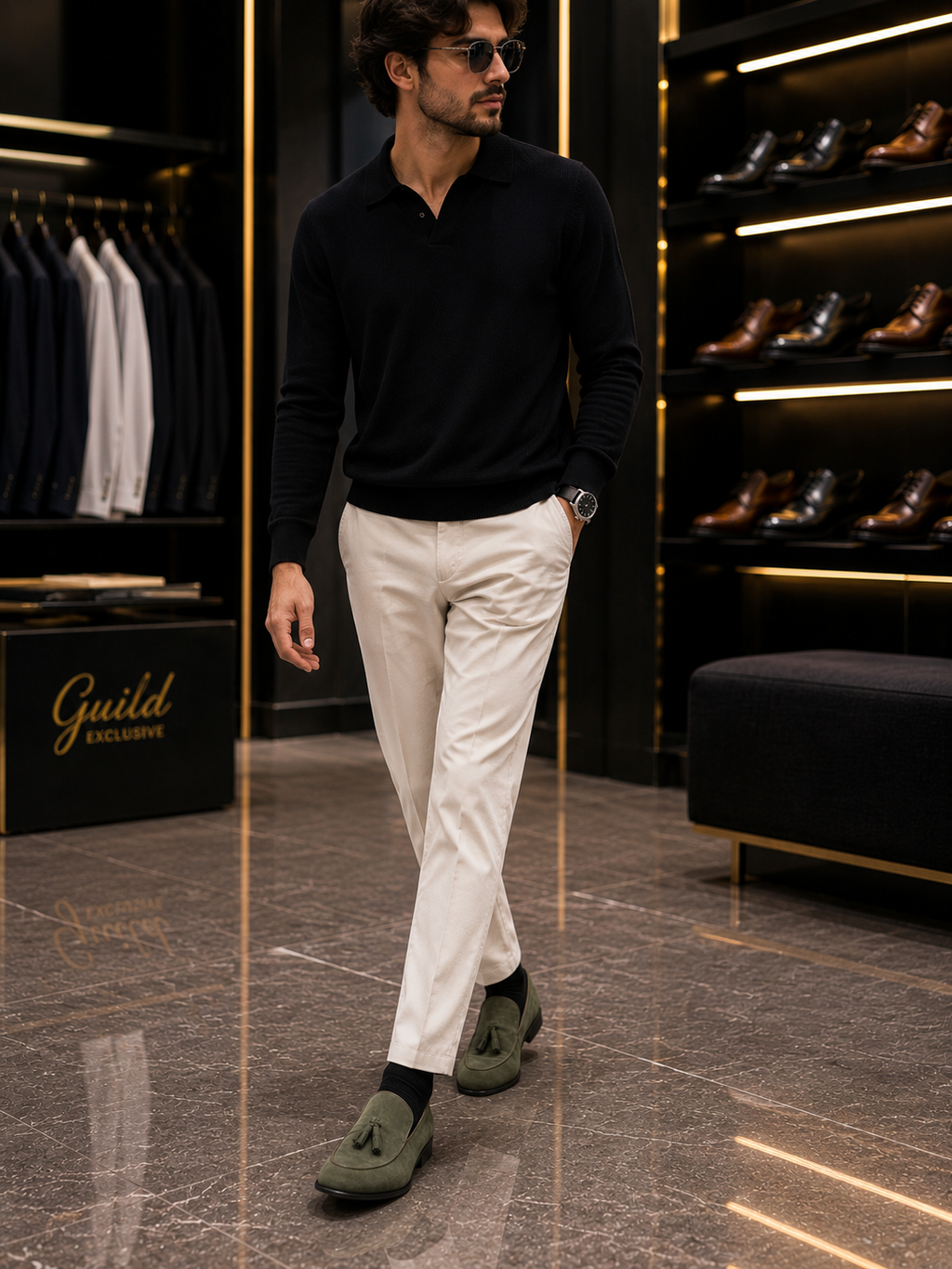 Schuhe aus 100 % Leder, khakifarbenes Wildleder
