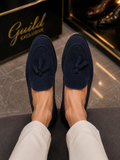 100% Leder, marineblaue Wildlederschuhe