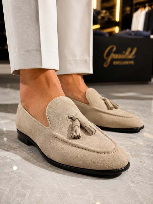100% Leder Beige Wildlederschuhe