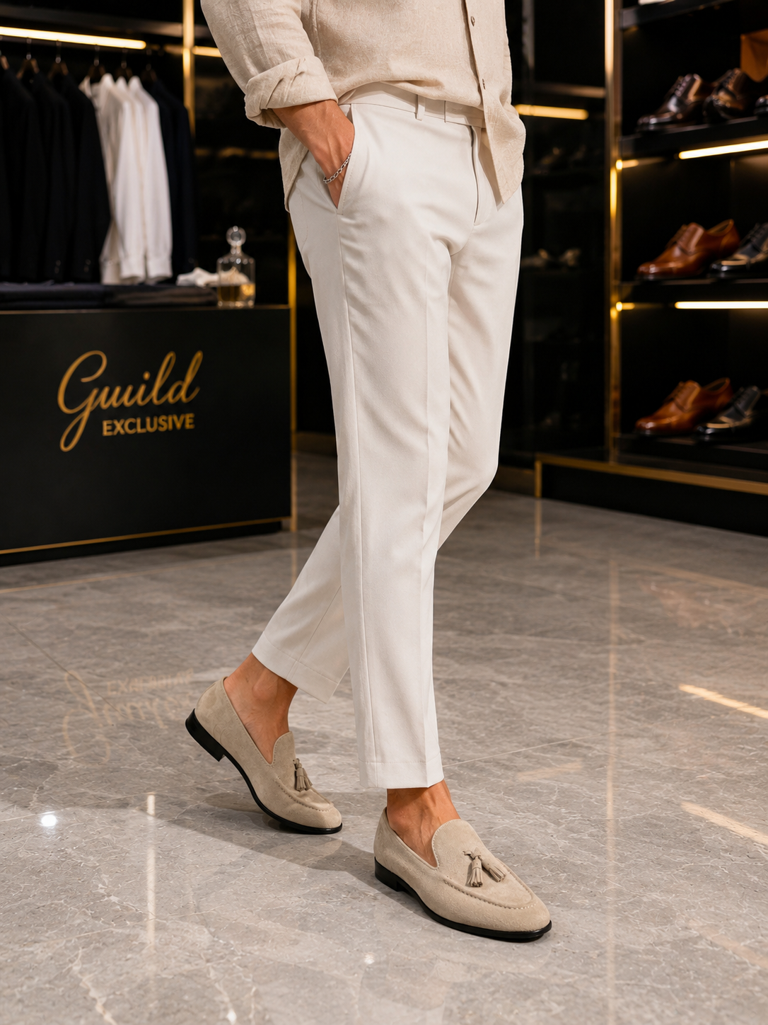 100% Leder Beige Wildlederschuhe