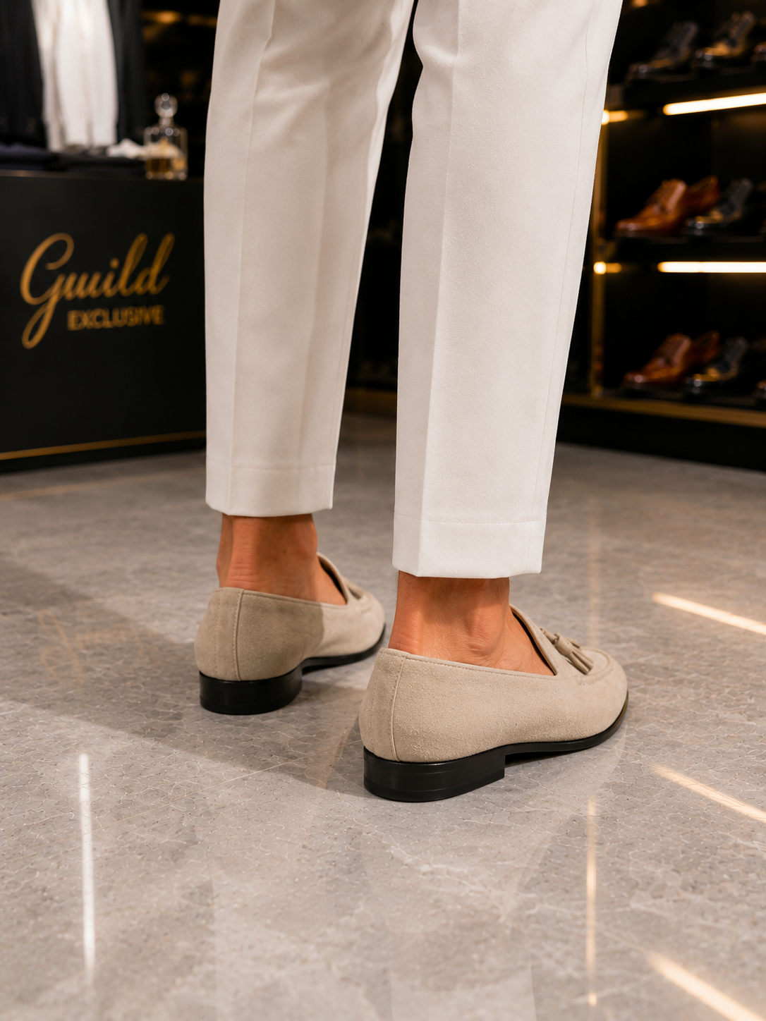 100% Leder Beige Wildlederschuhe