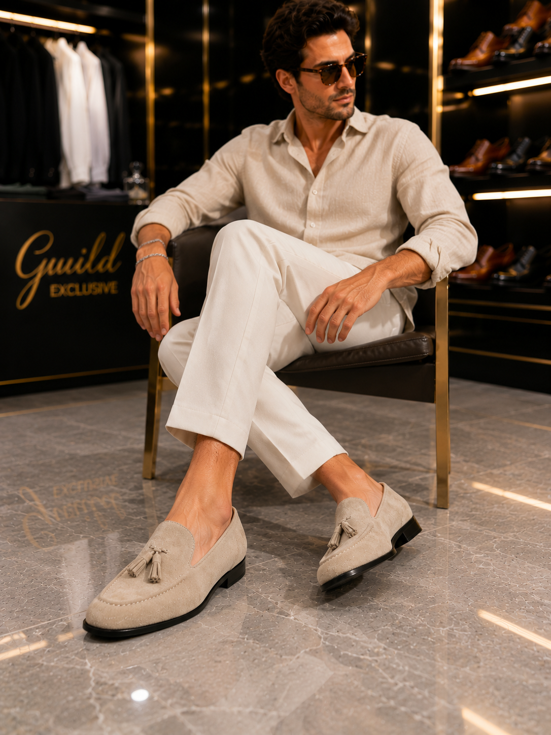 100% Leder Beige Wildlederschuhe