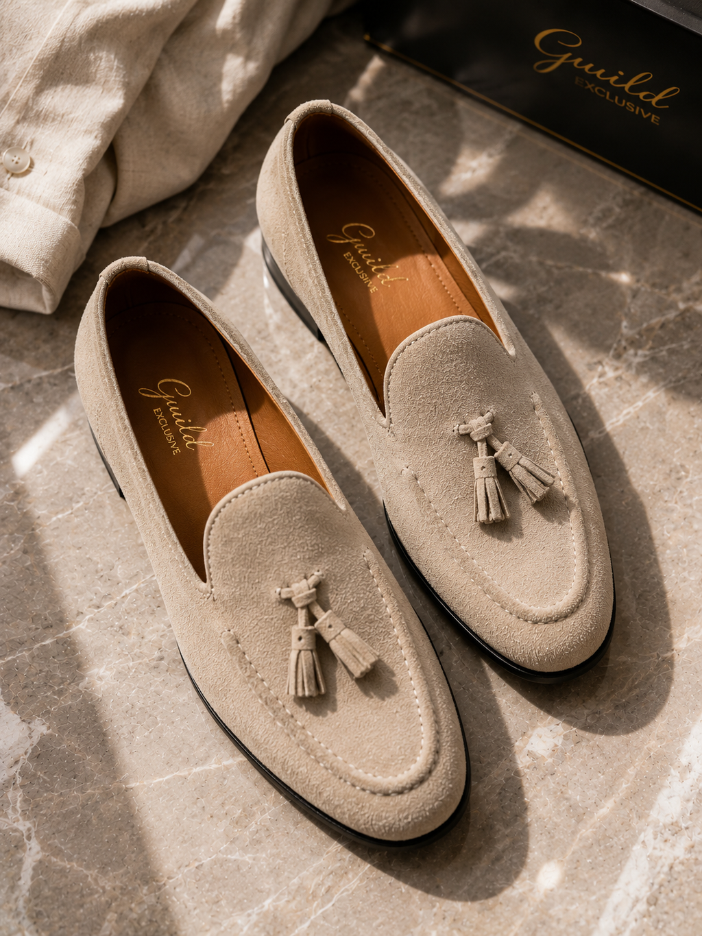 100% Leder Beige Wildlederschuhe