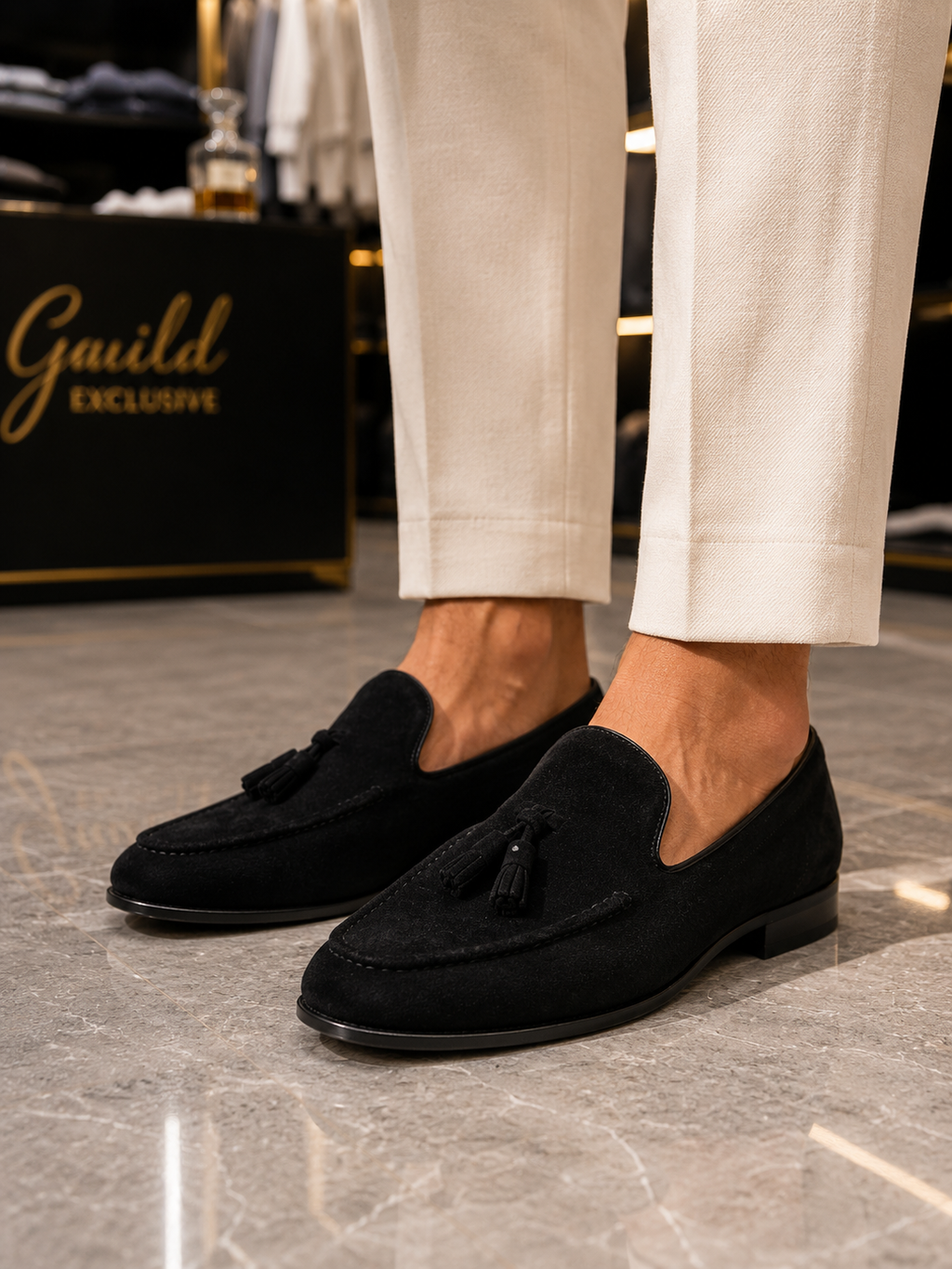 Schwarze Wildlederschuhe aus 100 % Leder