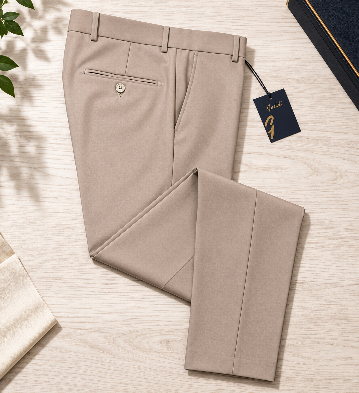 Schmal geschnittene Stoffhose, beige