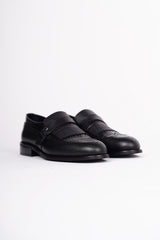 Guild 6201 Schwarze Schuhe mit doppelseitiger Schnalle aus 100 % Leder