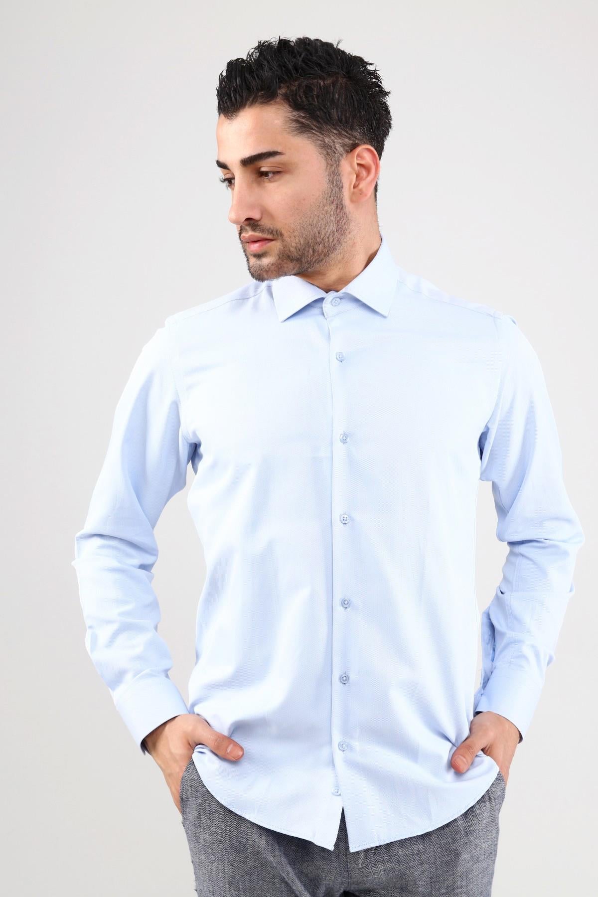Guild 7003 Slim Fit Satin-Weißhemd