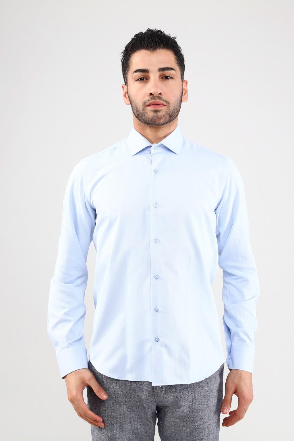 Guild 7003 Slim Fit Satin-Weißhemd
