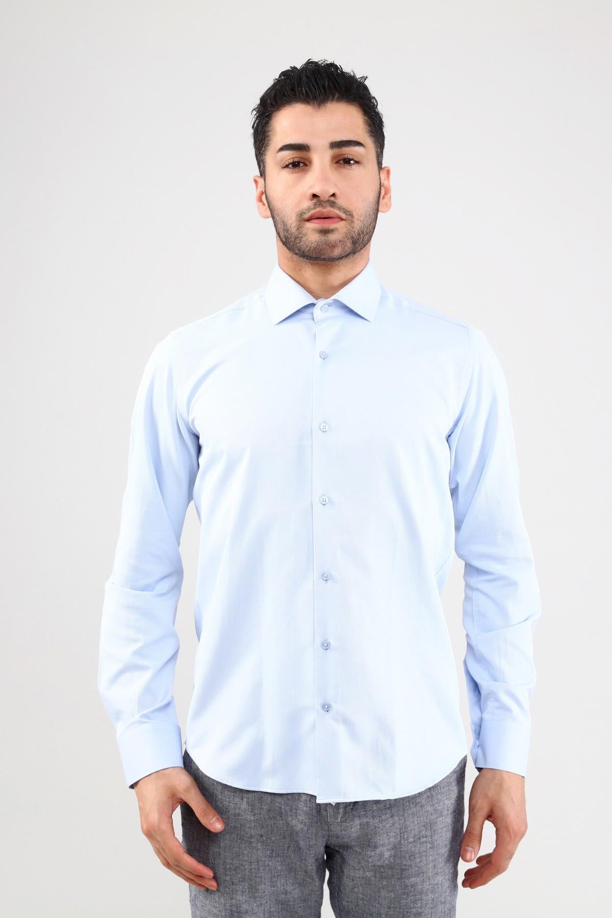 Guild 7003 Slim Fit Satin-Weißhemd
