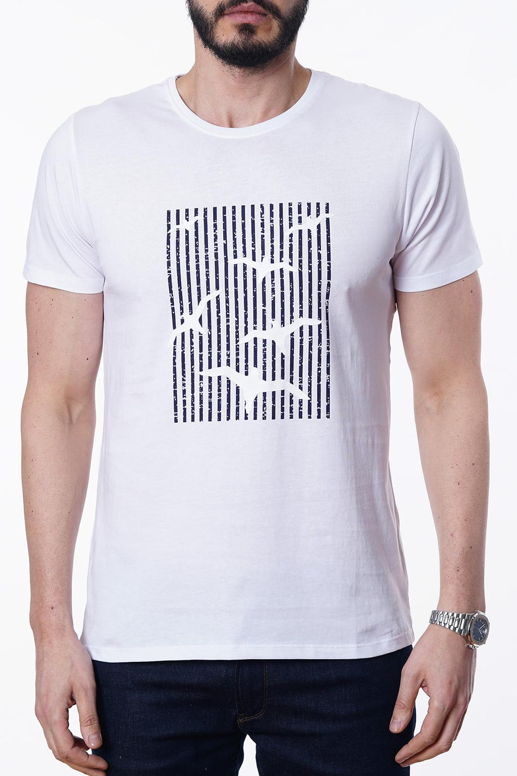 Guild 8012 Slim Fit Rundhals-T-Shirt in Weiß