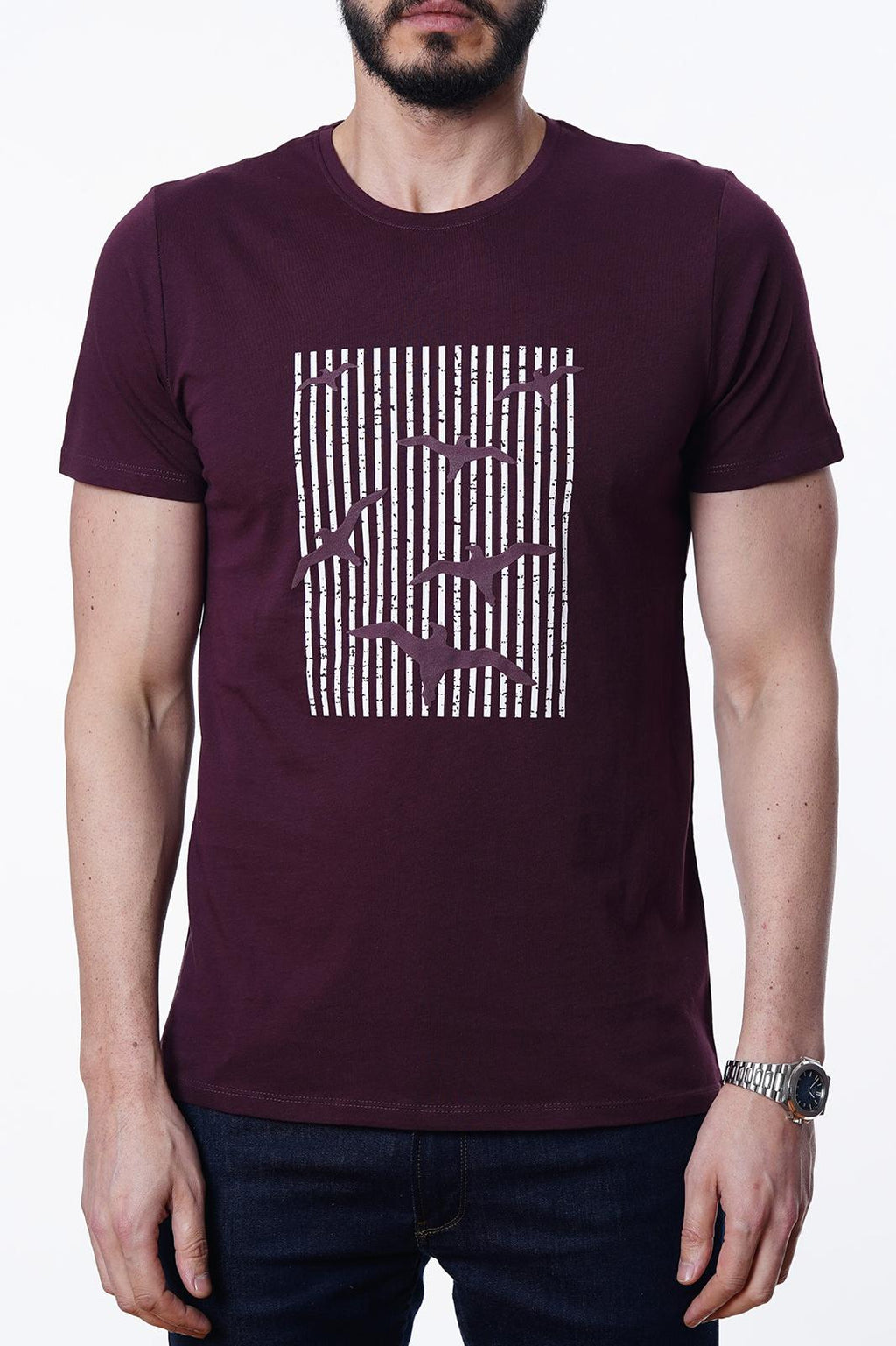 Guild 8012 Slim Fit T-Shirt mit Rundhalsausschnitt in Pflaume