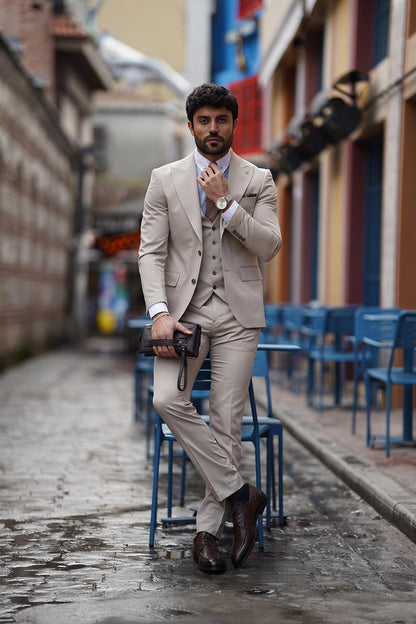 Guild Balkan Slim Fit Beige Suit