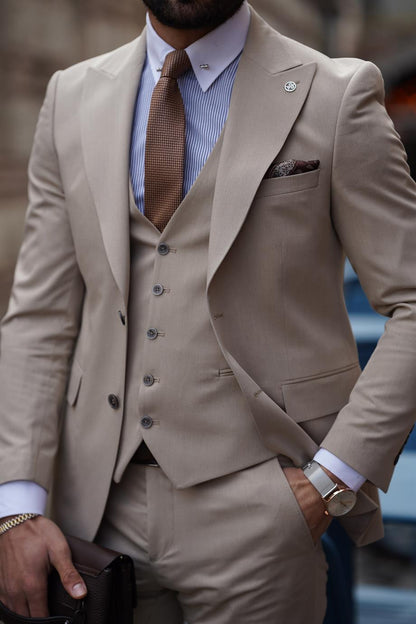 Guild Balkan Slim Fit Beige Suit