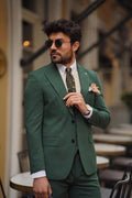 Guild Balkan Slim Fit 3-teilige mit Weste Anzug Grüner