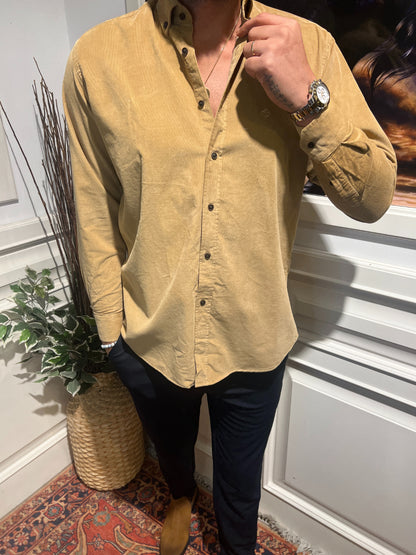 Guild 100% Cotton Modern Fit Camel Velvet Shirt 7042