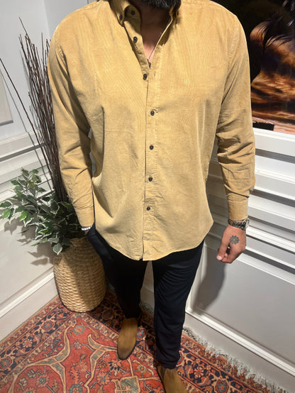 Guild 100% Cotton Modern Fit Camel Velvet Shirt 7042