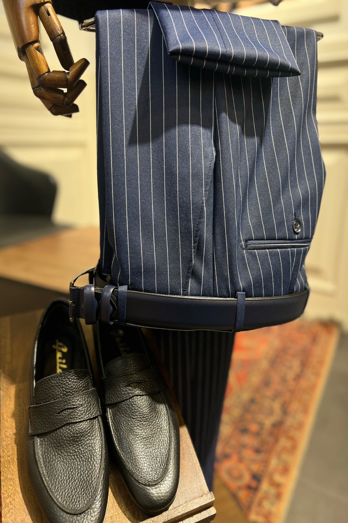 Guild Estergon Slim Fit Zweireiher Anzug Sax Blauer