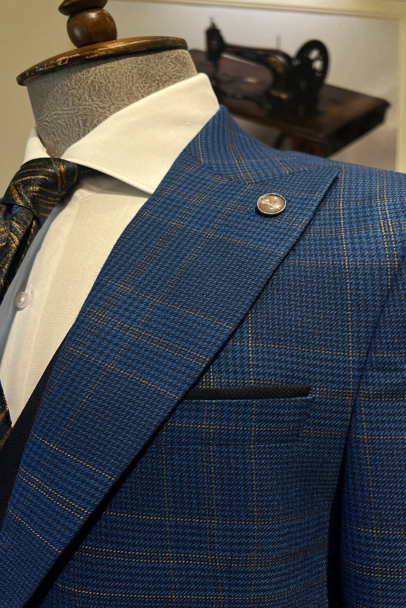 Guild Fermana Slim Fit 3-teilig mit Weste Anzug Marineblau