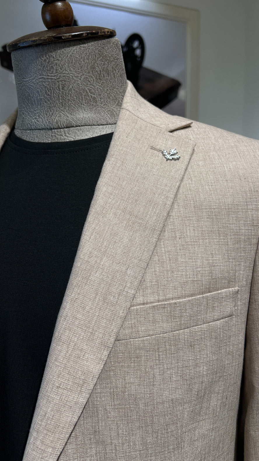 Guild Pire Slim Fit Leinen Sakko Beige