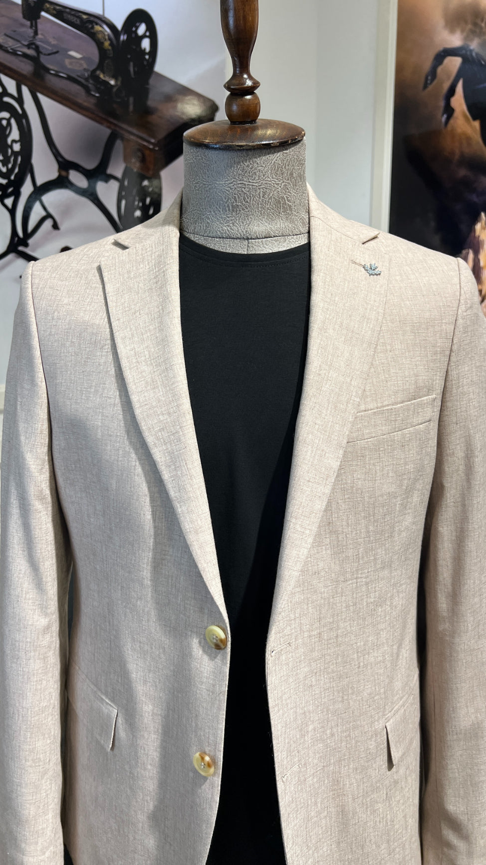 Guild Pire Slim Fit Leinen Sakko Beige