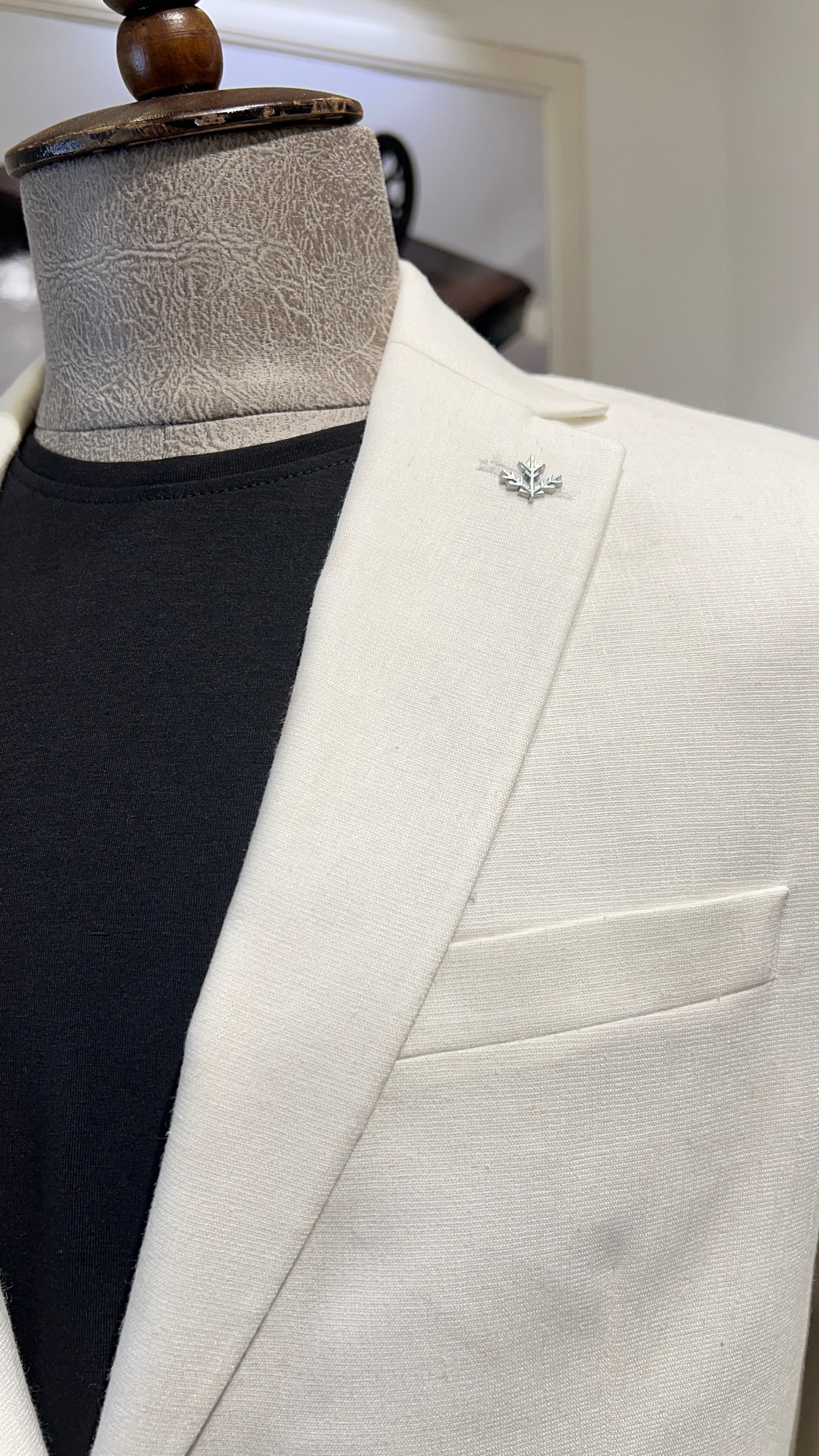 Guild Pire Slim Fit Leinen Sakko Weiße 