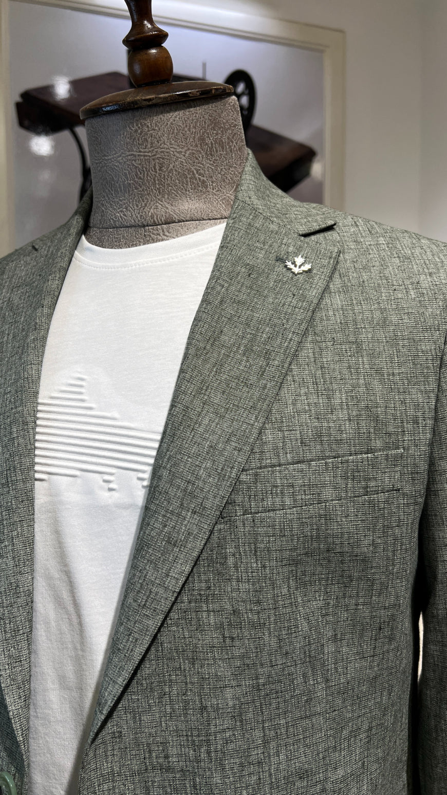Guild Pire Slim Fit Leinen Sakko Grüne