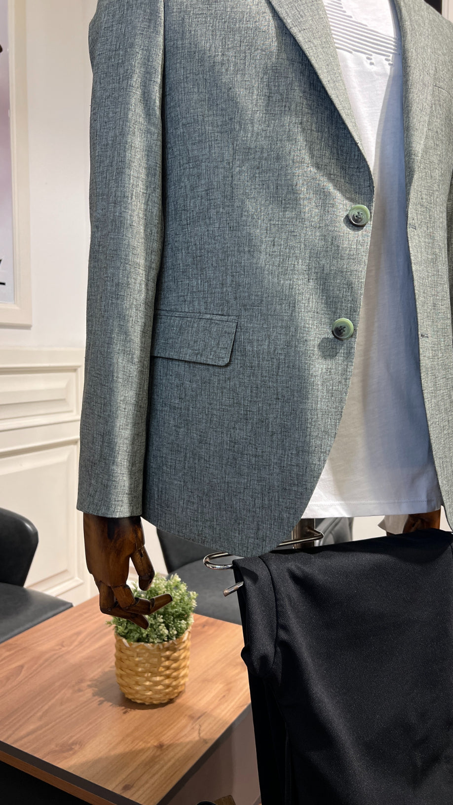 Guild Pire Slim Fit Leinen Sakko Grüne