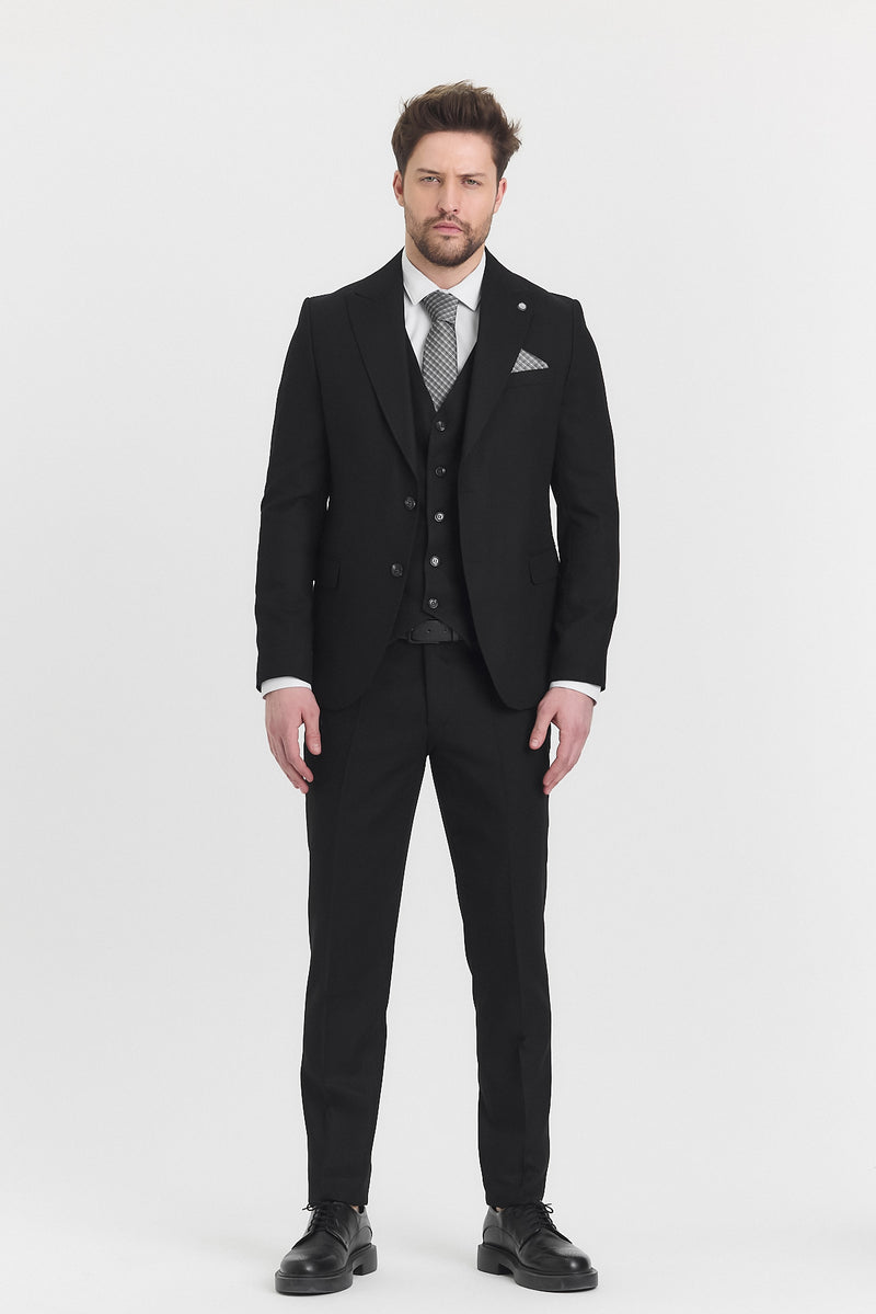 Guild Risan Slim Fit Schwarzer Anzug