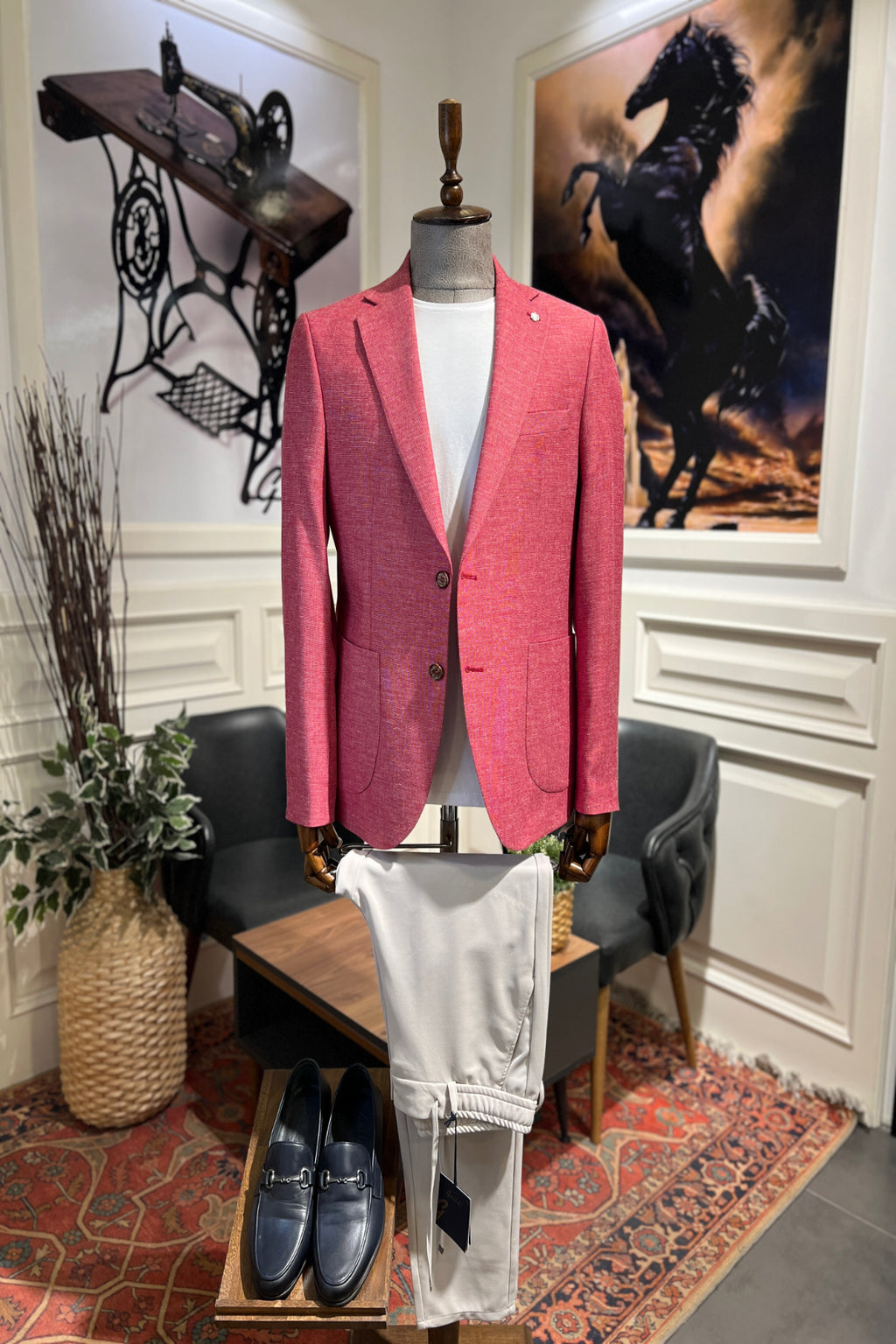 Guild Amalfi Slim Fit Leinen Sakko Rote 