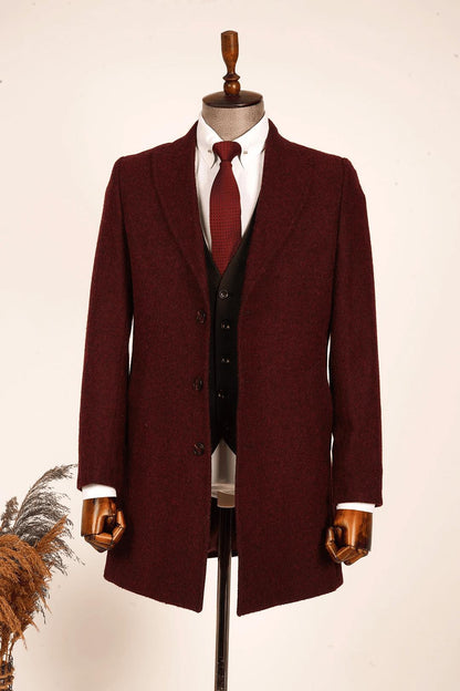 Guild Monastery Swallow Collar Diagonal Burgundy Coat