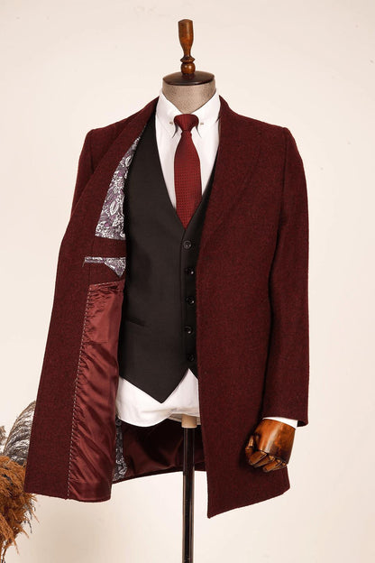 Guild Monastery Swallow Collar Diagonal Burgundy Coat