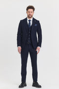 Guild Risan Slim Fit Anzug in Marineblau mit Weste